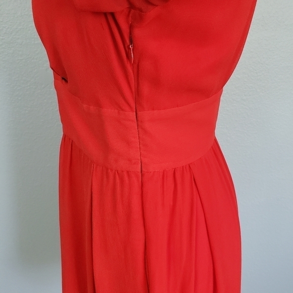 ARMANI EXCHANGE 100% Silk 3/4 Sleeve A-Line Dress Sz 6 Orange - Picture 7 of 10
